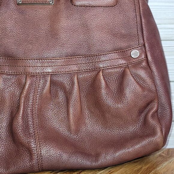 B Makowsky Leather Hobo Tote Large Brown Shoulder Bag Purse Weekender - Picture 9 of 16